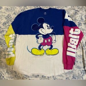 Disney Mickey Mouse Colorblock Long Sleeve Tee - Blue, Pink, Yellow, White